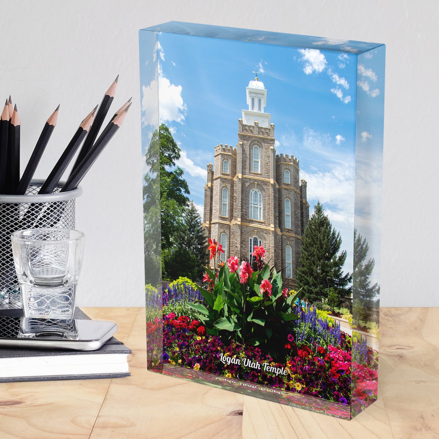 Logan Utah Temple Acrylic Display Block