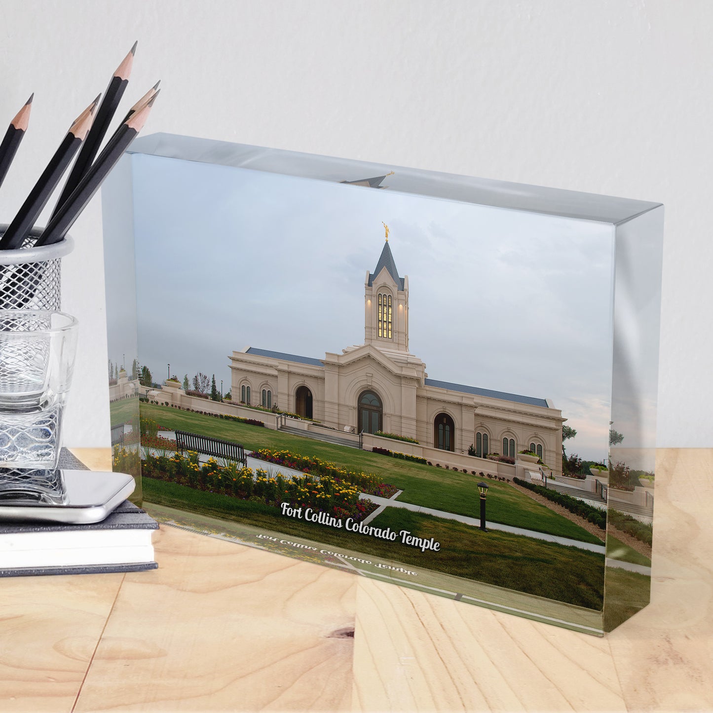 Fort Collins Colorado Temple Acrylic Display Block