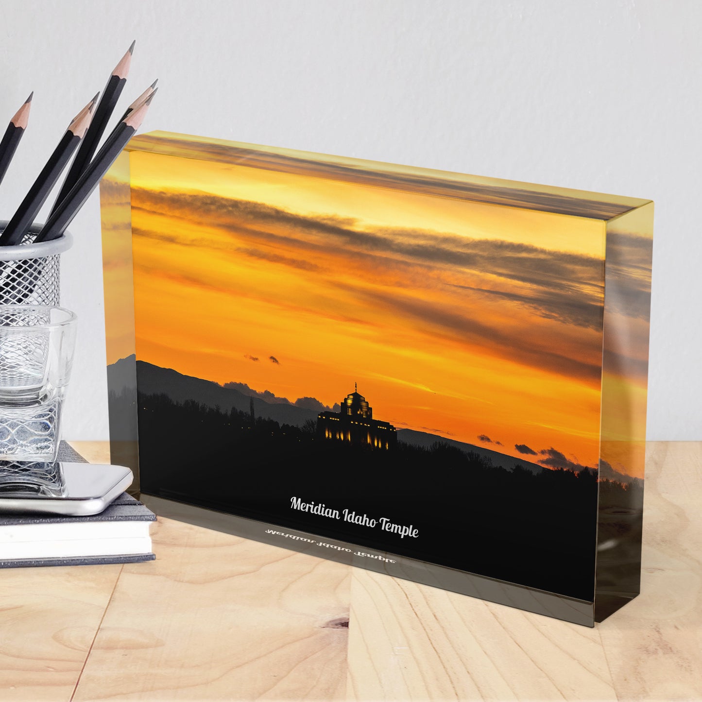 Meridian Idaho Temple Acrylic Display Block