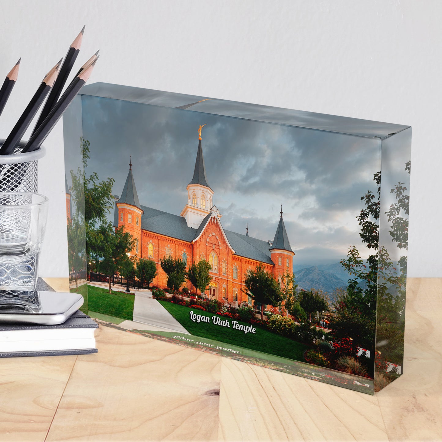 Logan Utah Temple Acrylic Display Block