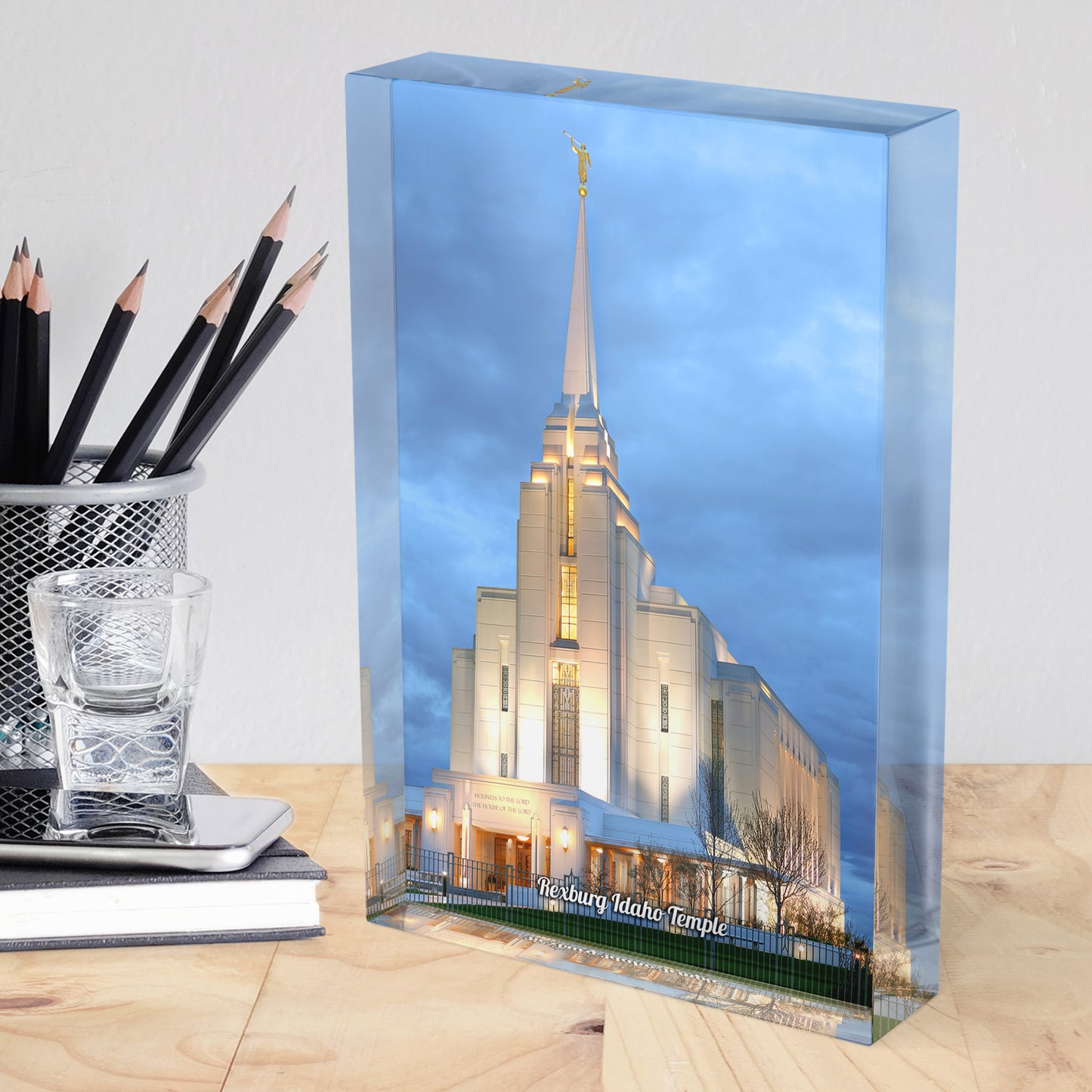 Rexburg Idaho Temple Acrylic Display Block