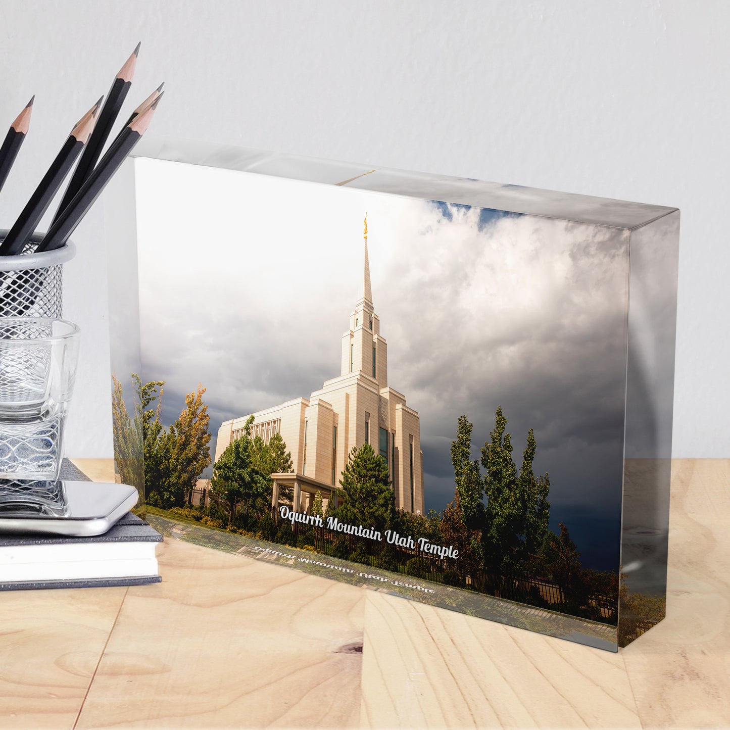 Oquirrh Mountain Utah Temple Acrylic Display Block